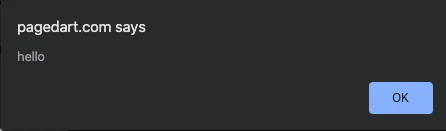 Show alert with Hello text