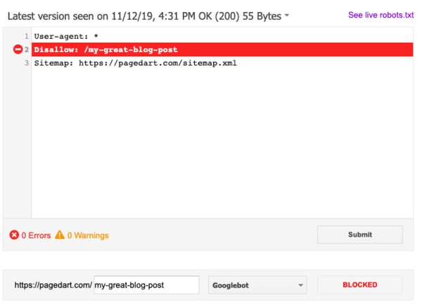 Test robots.txt blocking