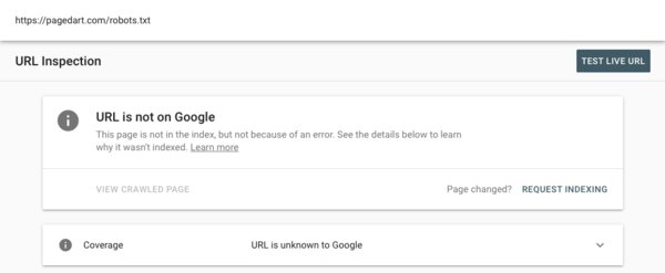 Google Search Console Inspect